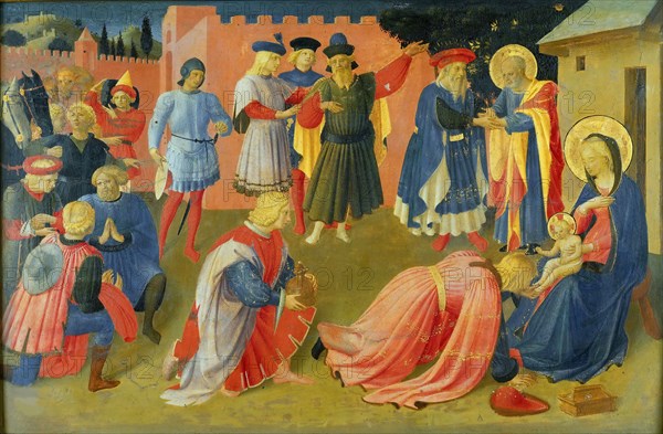 The Adoration of the Magi (Predella of the Tabernacle of the Linaioli) , ca. 1433. Creator: Angelico, Fra Giovanni, da Fiesole (ca. 1400-1455).