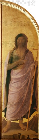 Saint John the Baptist (left shutter panel of the Tabernacle of the Linaioli) , ca. 1433. Creator: Angelico, Fra Giovanni, da Fiesole (ca. 1400-1455).