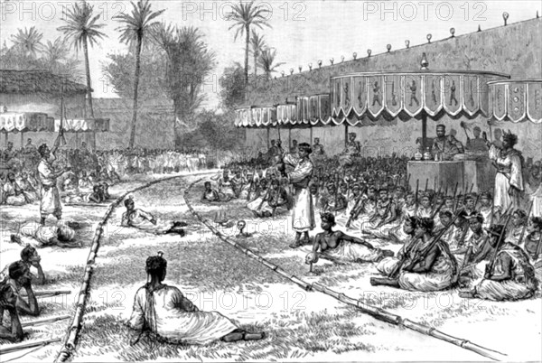 ''The French operations in Dahomey - A Council of War at Abomey', 1890. Creator: Unknown.