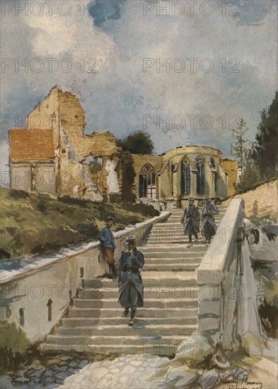 ''En Argonne; L'Eglise de Clermont-en-Argonne.', 1915. Creator: Francois Flameng.