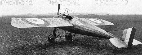 'Monoplan Morane-Saulnier du type qu'employaient Garros et gilbert, arme d'une..., 1916. Creator: Unknown.