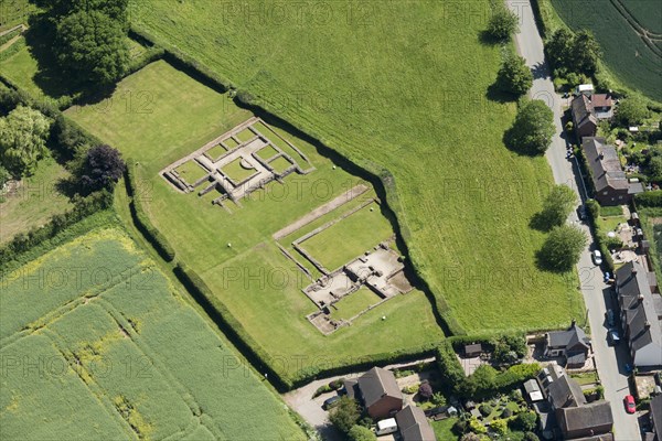 The excavated ruins of a bath  house and a mansio at the site of Letocetum Roman town in Wall, Staffordshire, 2017.