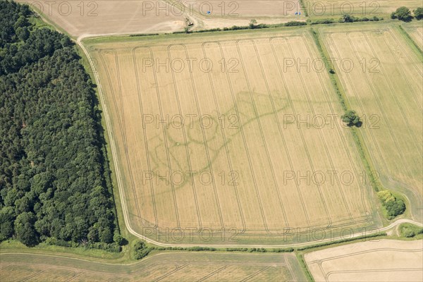 Cropmarks of an Iron Age and Roman settlement, West Northamptonshire, 2017.