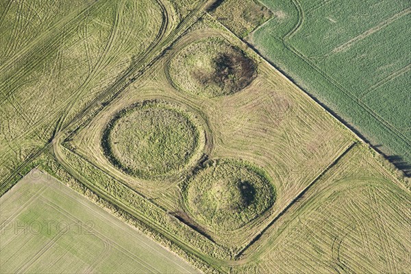 Everleigh Barrows, a Bronze Age round barrow cemetery on West Everleigh Down, Wiltshire, 2017. Creator: Damian Grady.