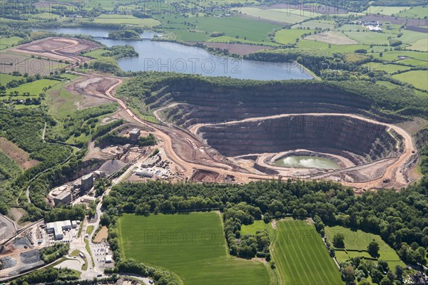 Mountsorrel Quarry, a granite quarry renowned for its distinctive pink rock, Leicestershire, 2018.