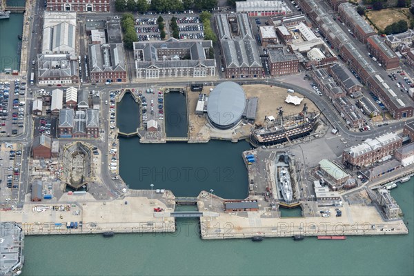 The dockyard, HMS Victory and the Mary Rose Museum, Portsmouth, City of Portsmouth, 2018.