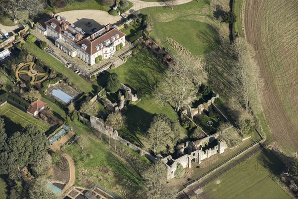 The ruins of Halnaker House, a fortified medieval manor house, West Sussex, 2018.