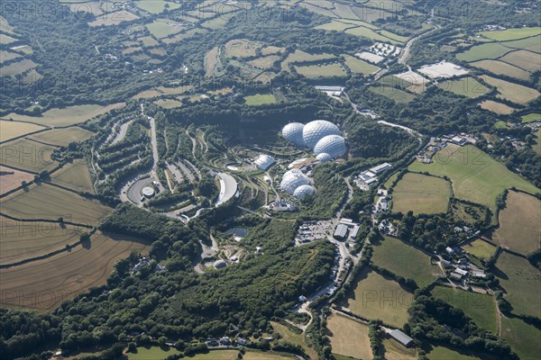 The Eden Project, in the old china clay pit at Bodelva, Cornwall, 2018.