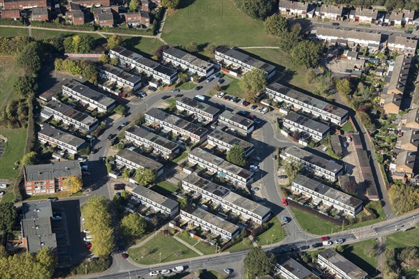 Housing estate in Stewards, Harlow, Essex, 2018.