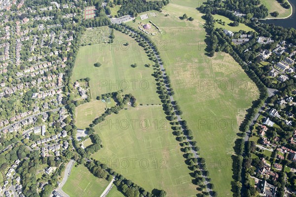 A palimpsest of sports pitches at Roundhay Park, Leeds, 2018.