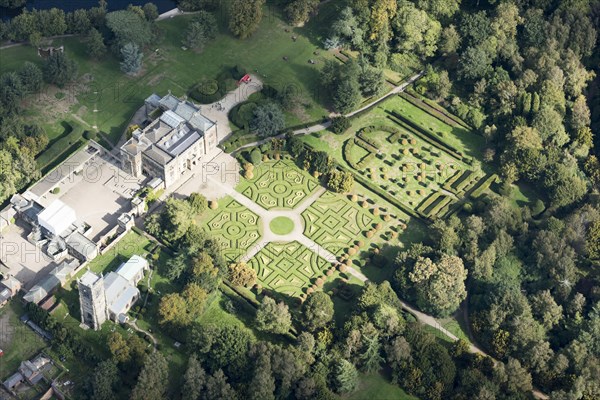 The Parterre Garden at Elvaston Castle, now part of Elvaston Castle Country Park, Derbyshire, 2018.