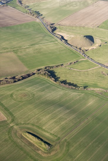 West Kennet long barrow and Silbury Hill, Wiltshire, 2019.