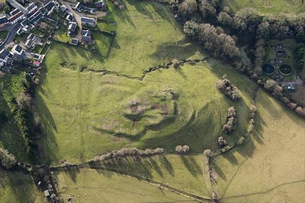 Ruardean Castle, the earthwork remains of a fortified manor house, Gloucestershire, 2019.