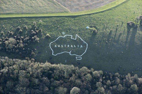 Outline chalk map of Australia, Wiltshire, 2019. Creator: Damian Grady.