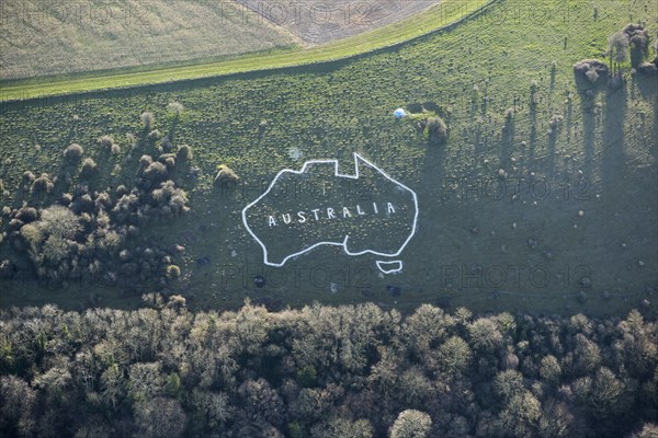 Outline chalk map of Australia, Wiltshire, 2019. Creator: Damian Grady.