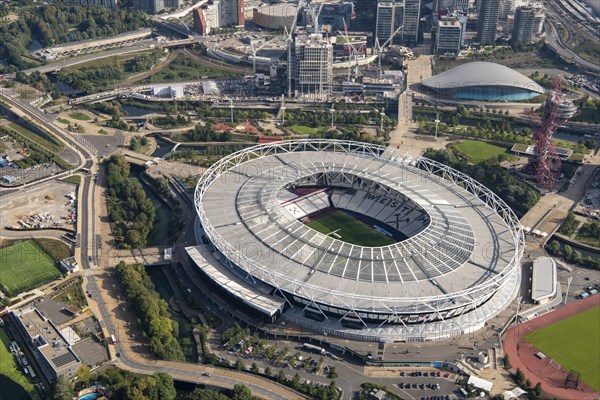 London Stadium, home of.West Ham Football Club, Stratford Marsh, London, 2021. Creator: Damian Grady.