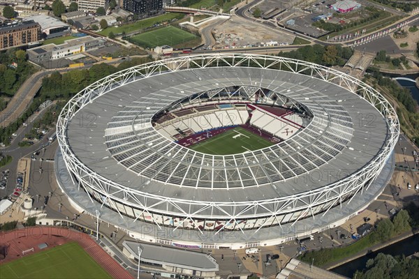 London Stadium, home of.West Ham Football Club, Stratford Marsh, London, 2021. Creator: Damian Grady.