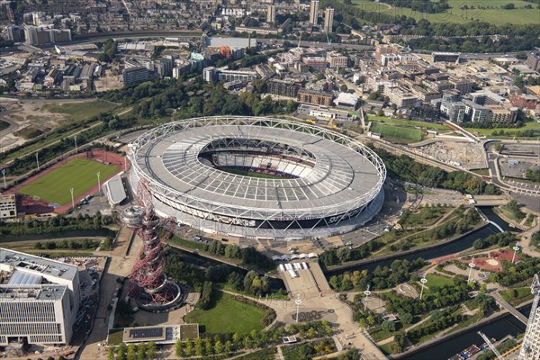 London Stadium, home of.West Ham Football Club, Stratford Marsh, London, 2021. Creator: Damian Grady.