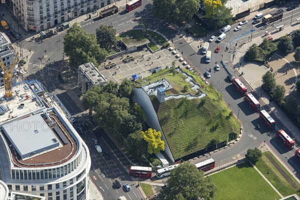 Marble Arch Mound, a temporary installation to offer views over Hyde Park, Westminster, London, 2021 Creator: Damian Grady.