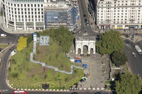 Marble Arch Mound, a temporary installation to offer views over Hyde Park, Westminster, London, 2021 Creator: Damian Grady.