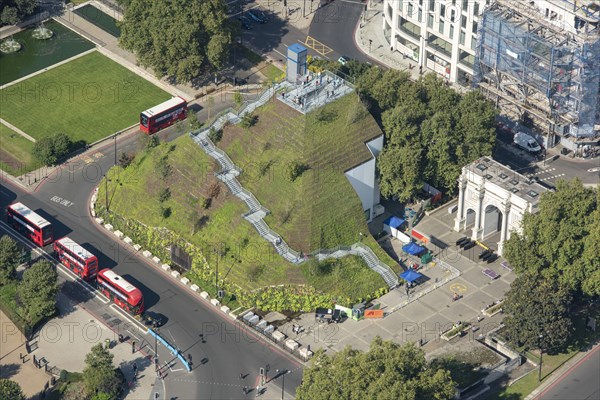 Marble Arch Mound, a temporary installation to offer views over Hyde Park, Westminster, London, 2021 Creator: Damian Grady.