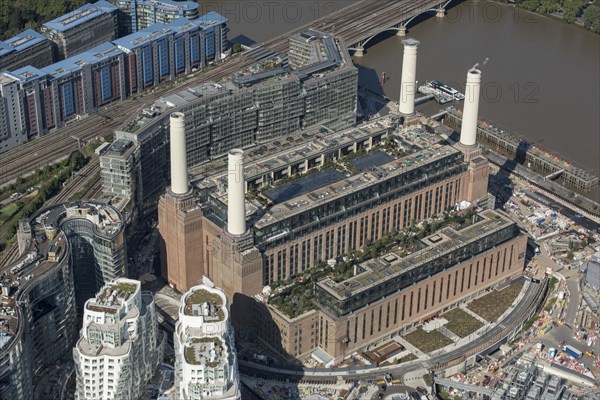 The former Battersea Power Station undergoing renovations, Nine Elms, Greater London Authority, 2021.