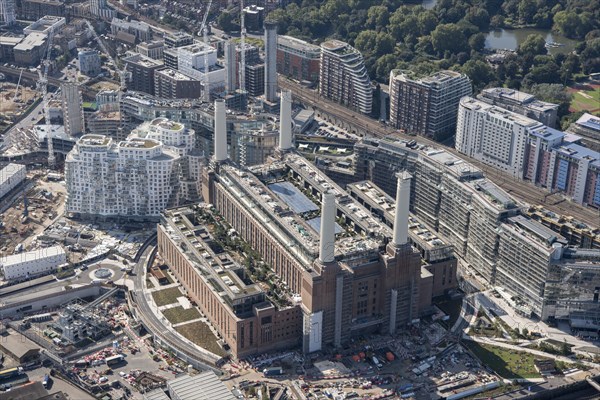 The former Battersea Power Station undergoing renovations, Nine Elms, Greater London Authority, 2021.