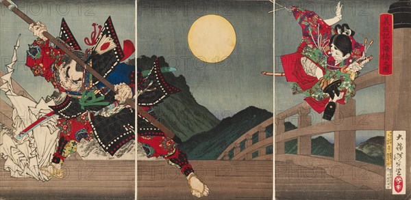 Yoshitsune and Benkei at Gojo Bridge, 1881.