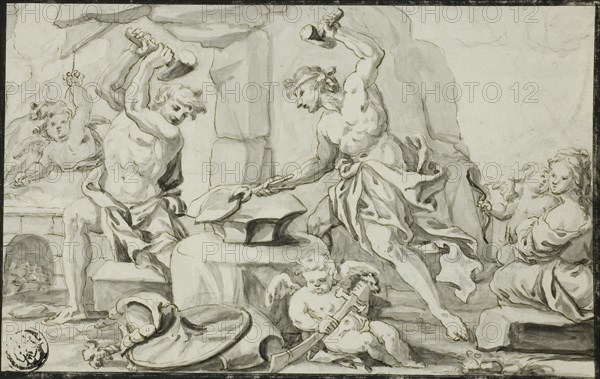 Vulcan Making Arms for Achilles, while Venus and Cupid Look On, n.d.
