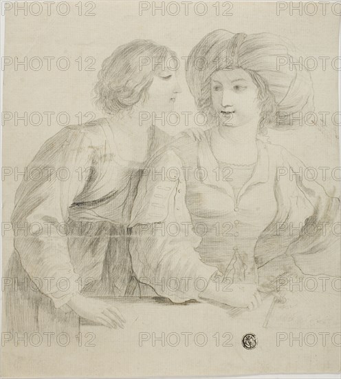 Two Young Women, One Wearing Turban, in Conversation, n.d.