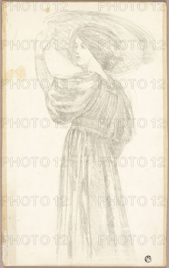 Standing Woman in Three-Quarter Profile Wearing Broad Brimmed Hat, n.d.