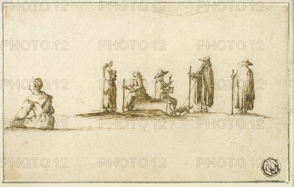 Group of Seated and Standing Men and Women, n.d.