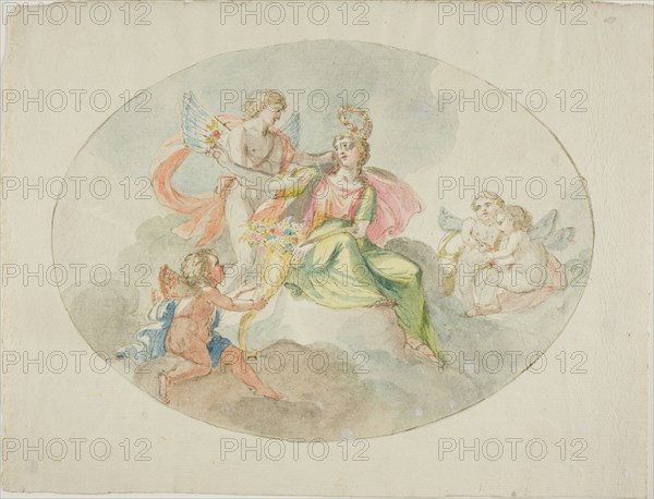 Allegory of Abundance (Sketch for a Ceiling Painting), n.d. Attributed to Domenico Pozzi.
