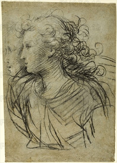 Half-Length View of Female in Profile to Left (recto), 17th century. Creator: Jacopo Confortini.
