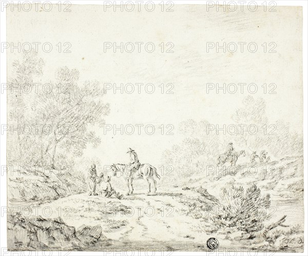 Travellers in a Landscape, n.d. Attributed to Johann Christophe Dietzsch.