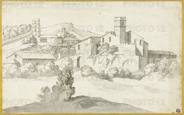 Landscape with an Old Castle, n.d. Attributed to Michel Ange Houasse.