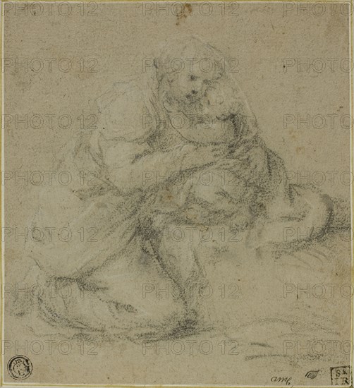 Kneeling Mother Embracing Child, c. 1550. Attributed to Michelangelo Anselmi.