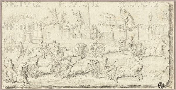 Roman Chariot Race (After Antique Bas Relief), n.d.