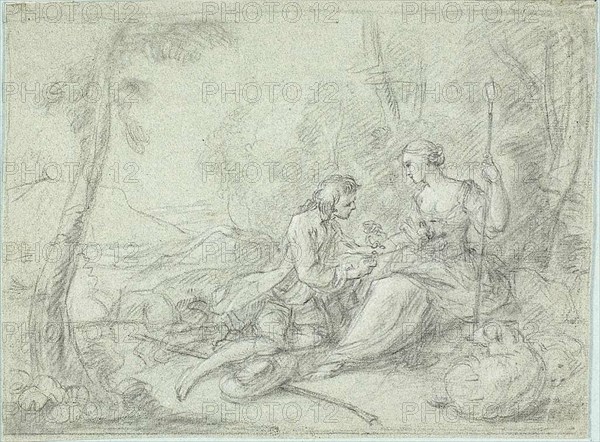 Shepherd and Shepherdess, n.d. Attributed to Sébastien Le Clerc the younger.