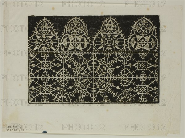 Leaf from Crown of Noble and Virtuous Women, 1591, assembled into portfolio by Max Geisberg, 1937. Lace design.