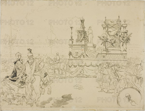 Scene from the Fêtes de Rennes, c. 1880. Festival at Rennes.