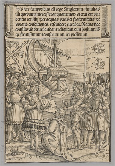 Maximilian and Henry VII of England, plate 11 from Historical Scenes from the Life...printed c. 1520 Creator: Erhard Schön.