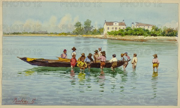 Children with Boat on Venetian Lagoon, n.d.