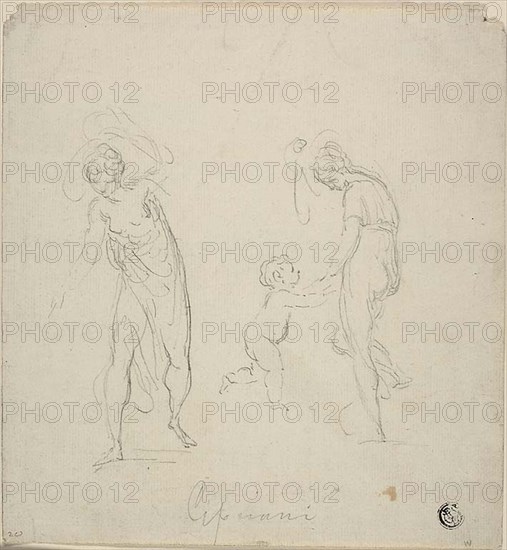 Two Sketches: Standing Woman, Woman Dancing with Child, n.d.
