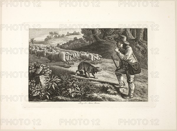 Arcadian Shepherd Boy and His Flock of Sheep, 1810.