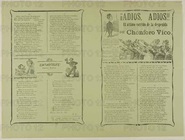 ¡Adiós, adiós! El último corrido de la despedida de Chonforo Vico (Goodbye, Goodbye!..., n.d. Creator: José Guadalupe Posada.