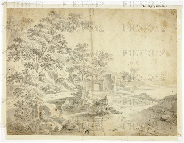 Landscape with Ruin by Water, n.d. Possibly by a follower of Jan Both.