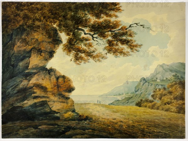 Two Figures Looking at Bay, c. 1790. Possibly after John "Warwick" Smith or Nicholas Pocock.