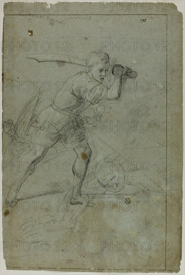 David Beheading Goliath (recto), c. 1621. Creator: Domenico Fiasella.