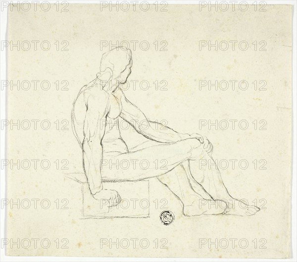 Seated Male Nude, n.d. Style of Jacques Louis David.